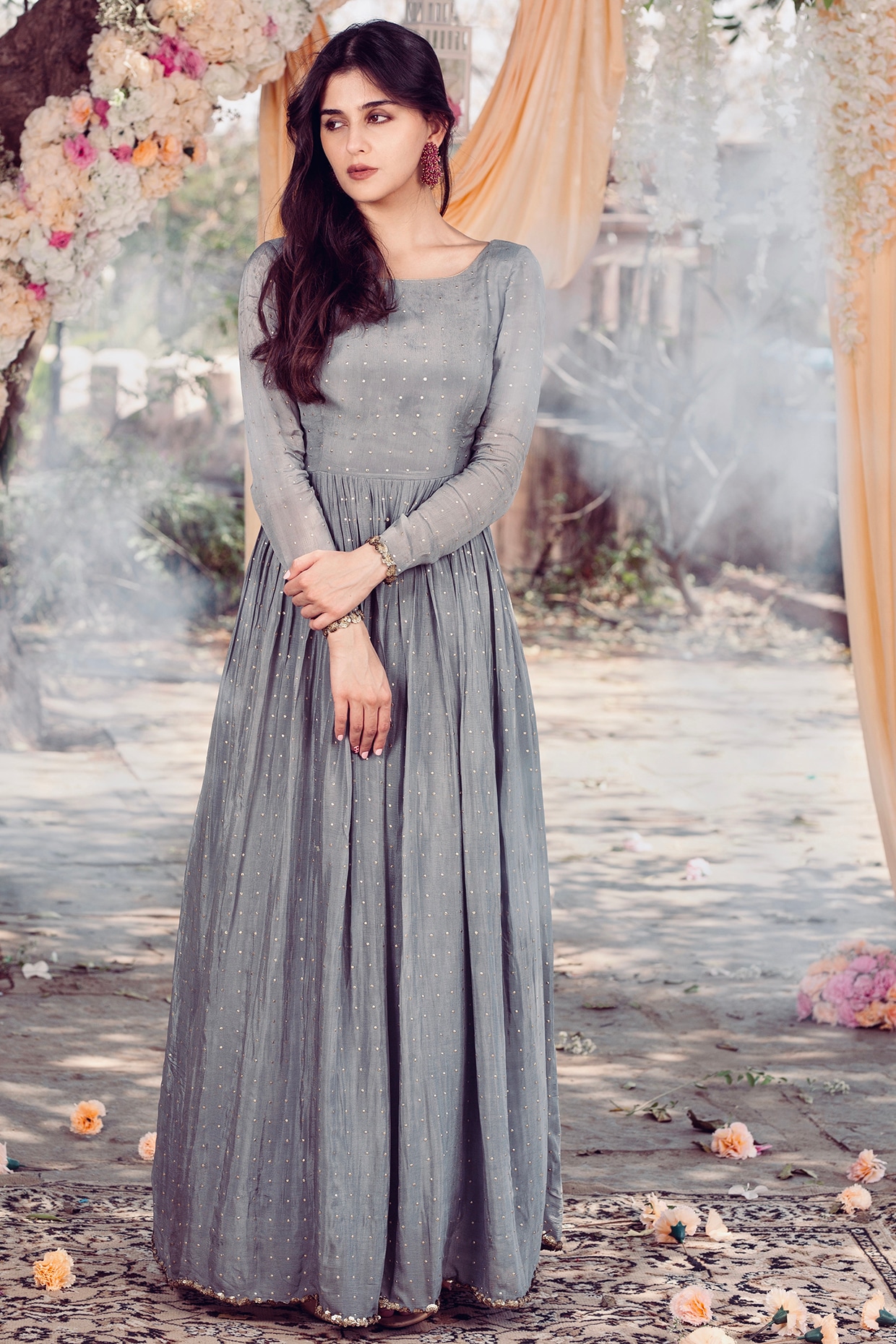 Veehaus Women Gown Grey Dress - Buy Veehaus Women Gown Grey Dress Online at  Best Prices in India | Flipkart.com