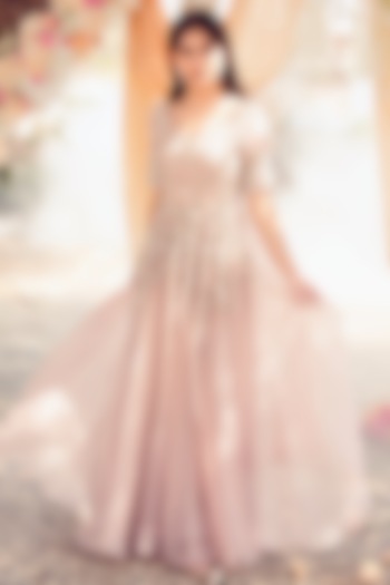 Blush Pink Sequins Embroidered Wedding Gown by El:sian Studeios at Pernia's Pop Up Shop