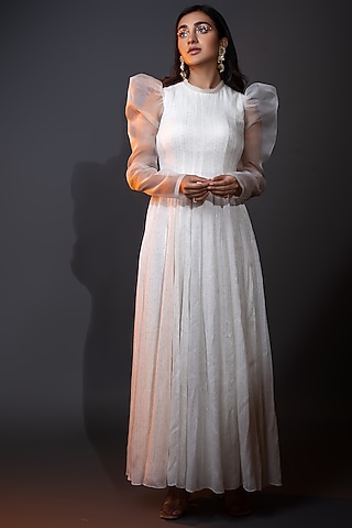 Ivory Embroidered Anarkali by El:sian Studeios
