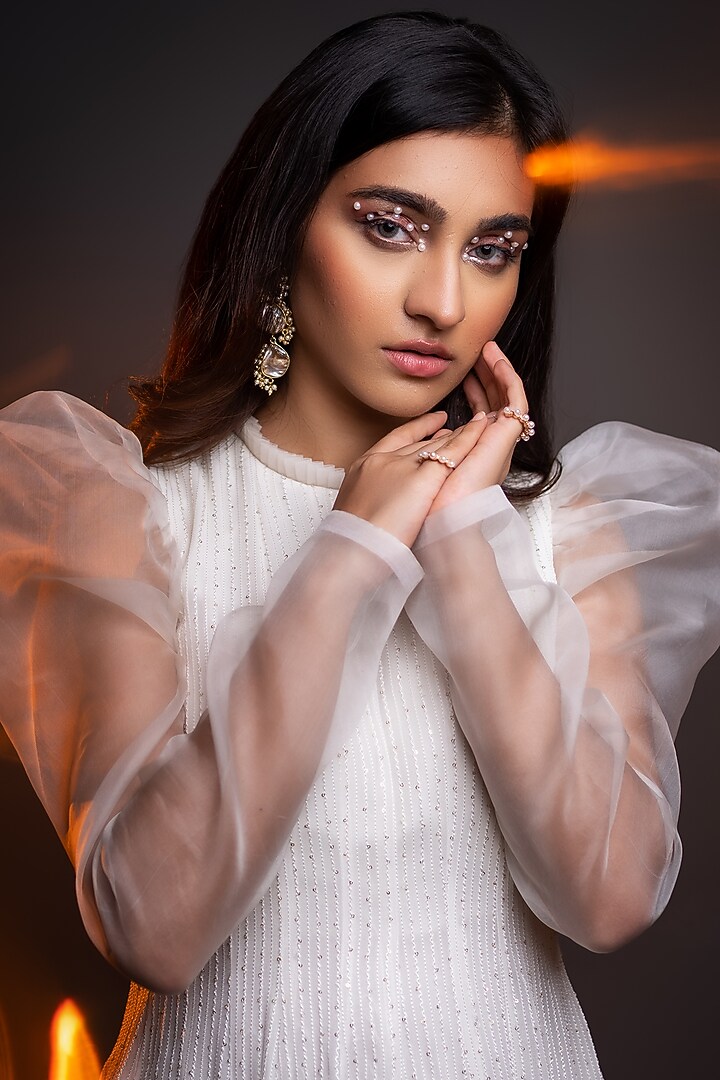 Ivory Embroidered Wedding Anarkali by El:sian Studeios at Pernia's Pop Up Shop