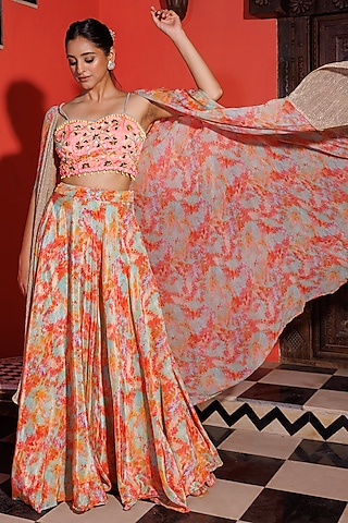 Multi-Colored Embellished Lehenga Set by Elena Singh