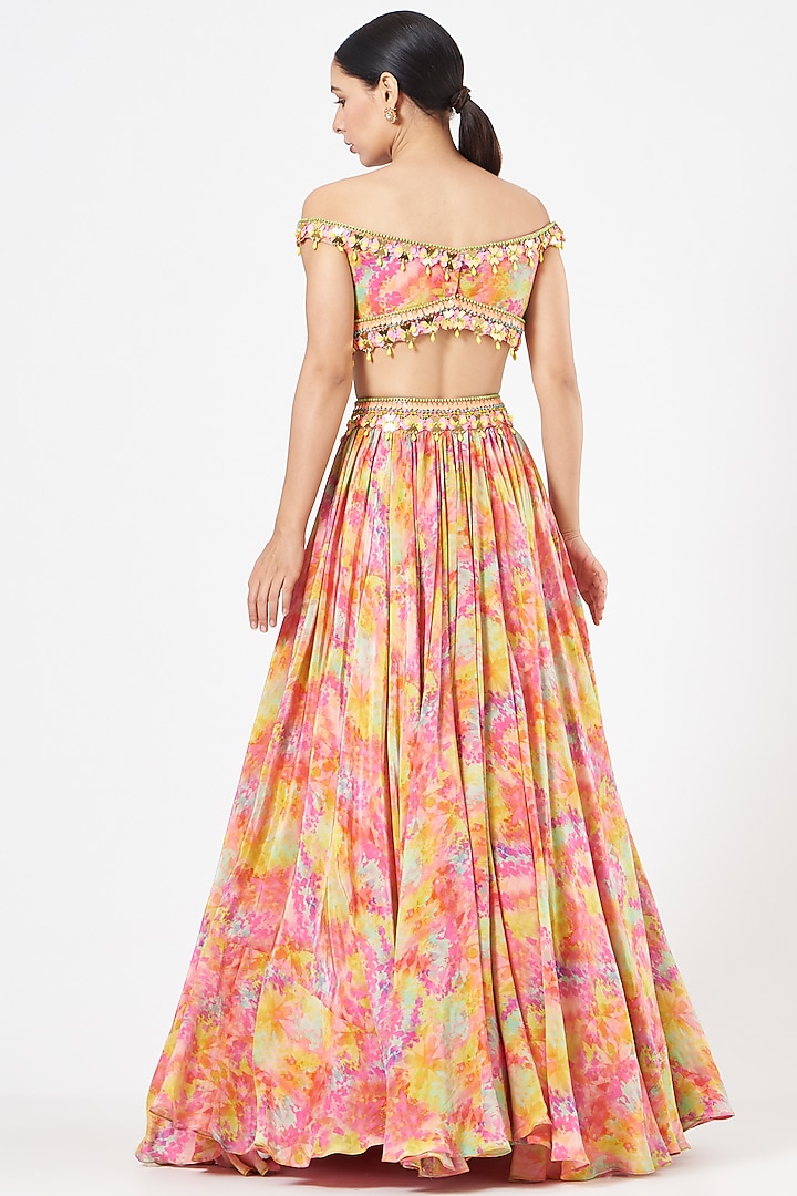 Multi-Colored Printed Wedding Lehenga Set by Elena Singh at Pernia's Pop Up Shop