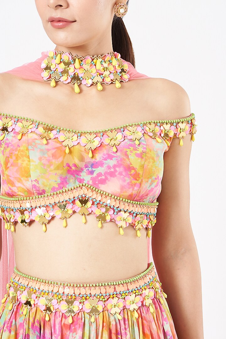 Multi-Colored Printed Wedding Lehenga Set by Elena Singh at Pernia's Pop Up Shop