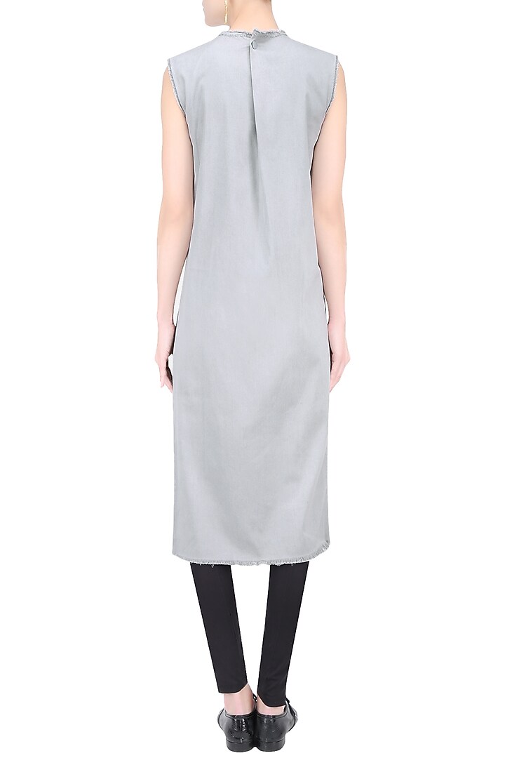 Pale grey Slash cut tunic available only at Pernia's Pop Up Shop.