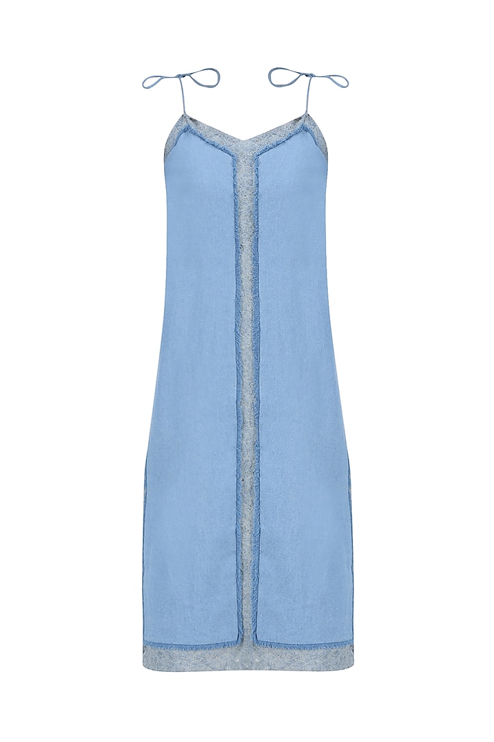 Light Blue Texture Tie Up Slip Dress by Kanelle