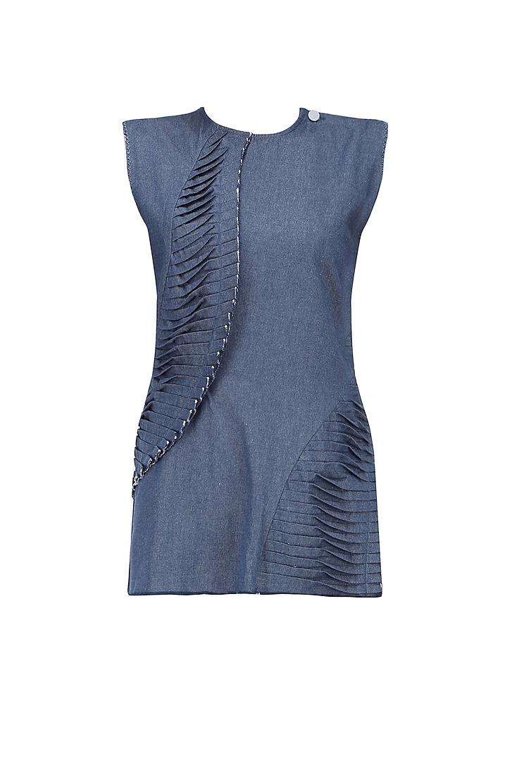 Dirty Blue Twisted Pleat Top by Kanelle