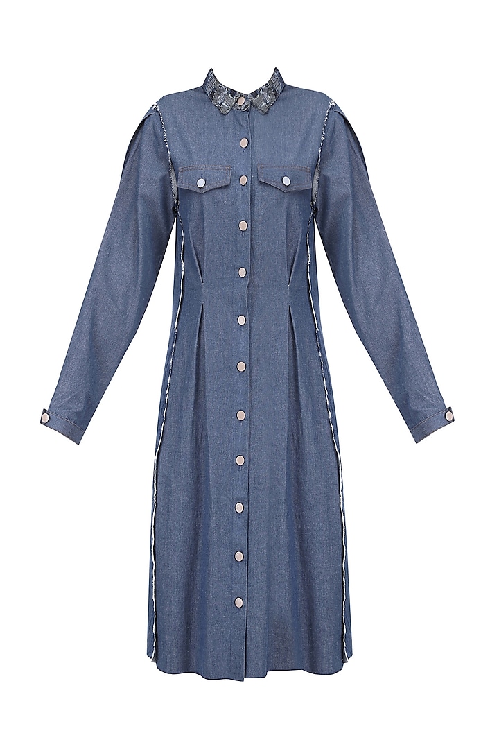 Dirty Blue Shirt Dress by Kanelle