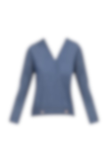 Grey foil printed wrap shirt available only at Pernia's Pop Up Shop.