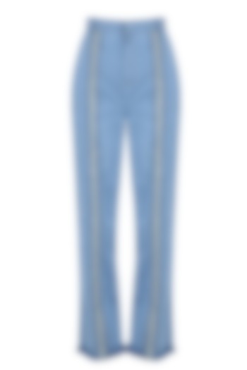 Light Blue Texture Deatil Trouser Pants by Kanelle