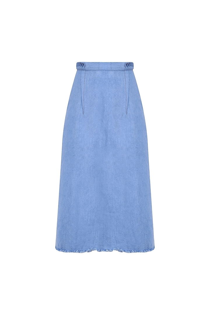 Light Blue Pleated Belt Skirt by Kanelle
