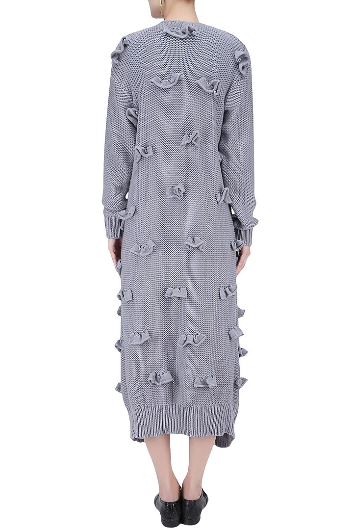 Grey long frill wrap sweater available only at Pernia's Pop Up Shop.