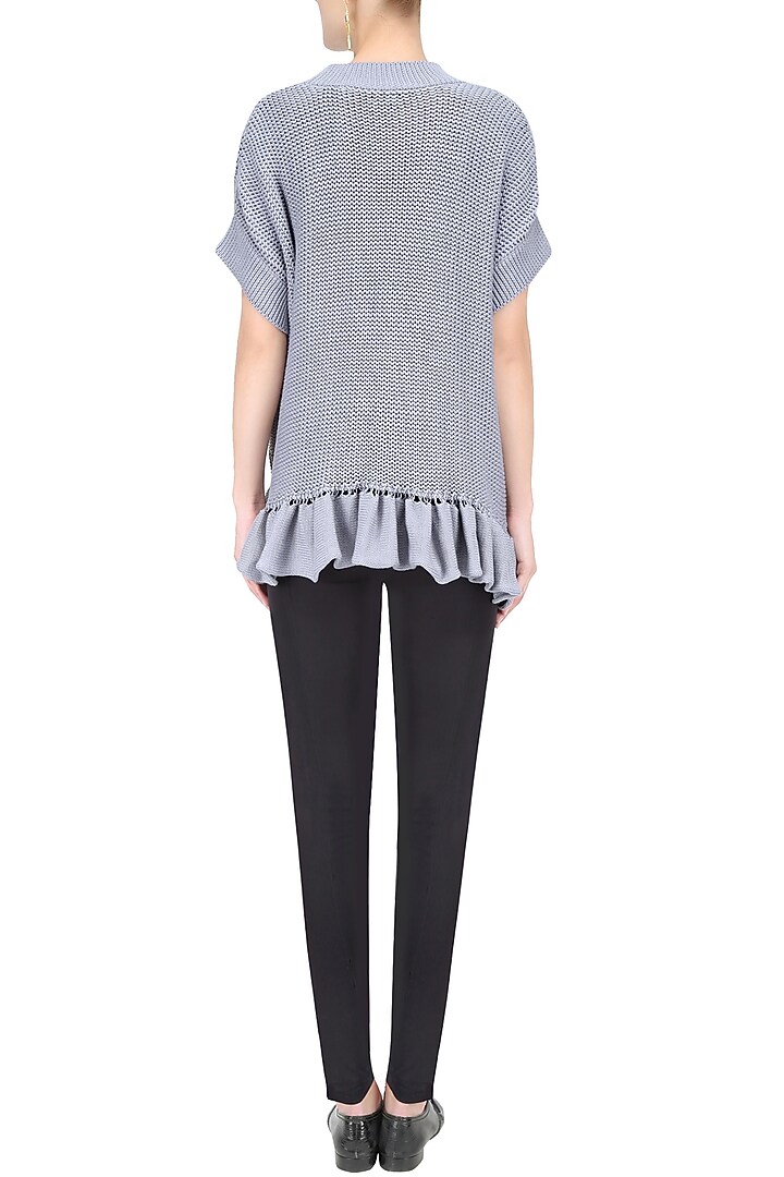 Grey frill detail knit sweater available only at Pernia's Pop Up Shop.