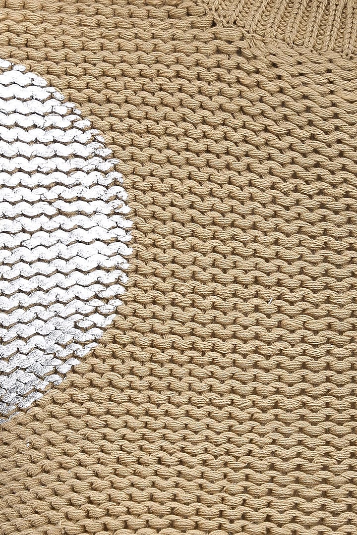 Beige foil detail knit tee available only at Pernia's Pop Up Shop.