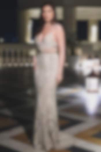 Ivory Sequins Embroidered Gown by Rocky Star at Pernia's Pop Up Shop