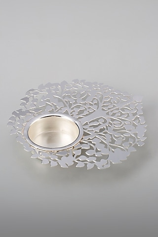 Silver Plated Brass Tea-Light Holder by EL'UNIQUE