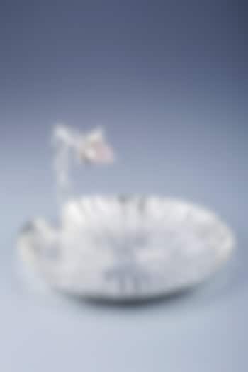 Silver Plated Brass Lotus Nakshi Platter by EL'UNIQUE