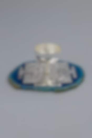 Silver Plated Agate Stone Mantra Diya by EL'UNIQUE