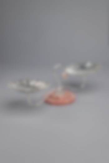 Silver Plated Brass & Rose Quartz Stone Dual-Nut Bowl by EL'UNIQUE at Pernia's Pop Up Shop