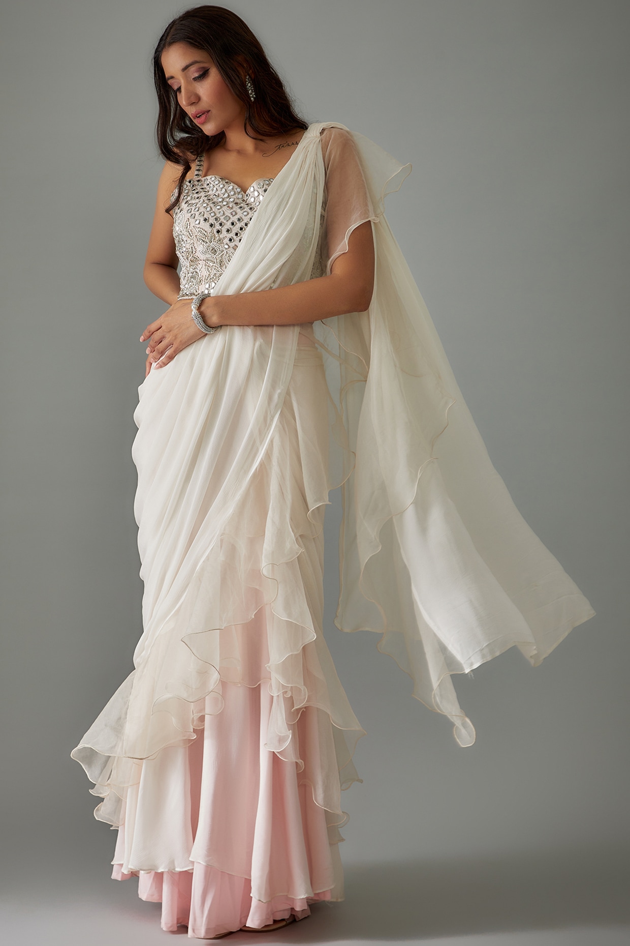 Plain Sarees - Mirror Work - Sarees: Buy Latest Indian Sarees Collection  Online | Utsav Fashion