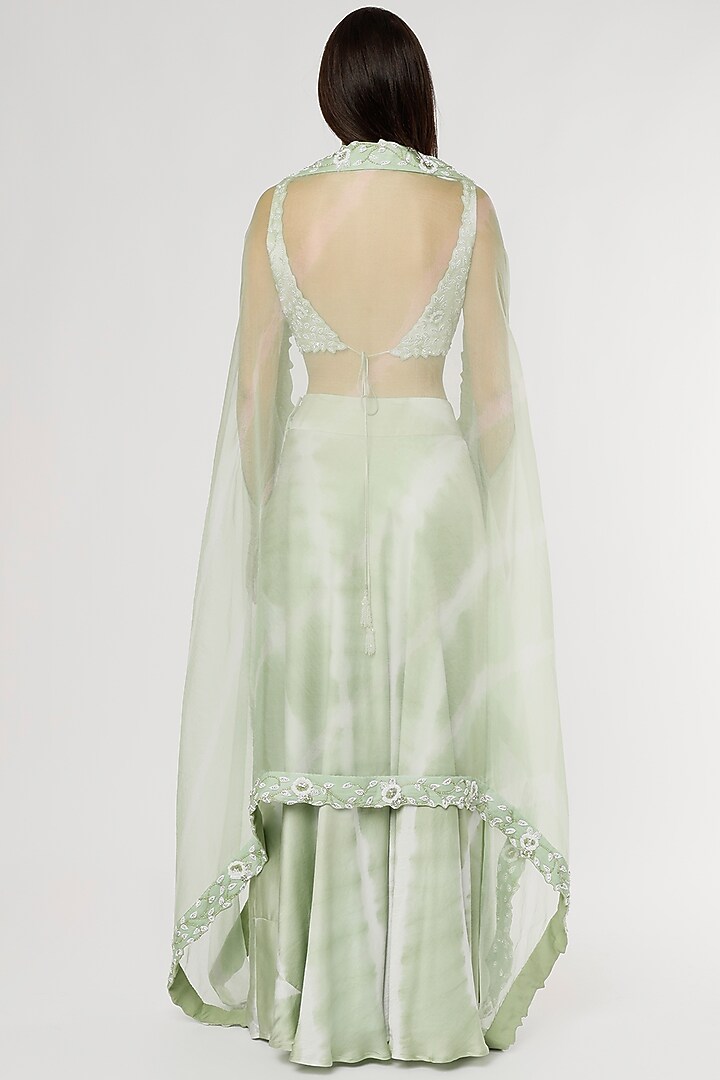 Mint Green Modal Satin Draped Skirt Set by Empress by Arefa at Pernia's Pop Up Shop