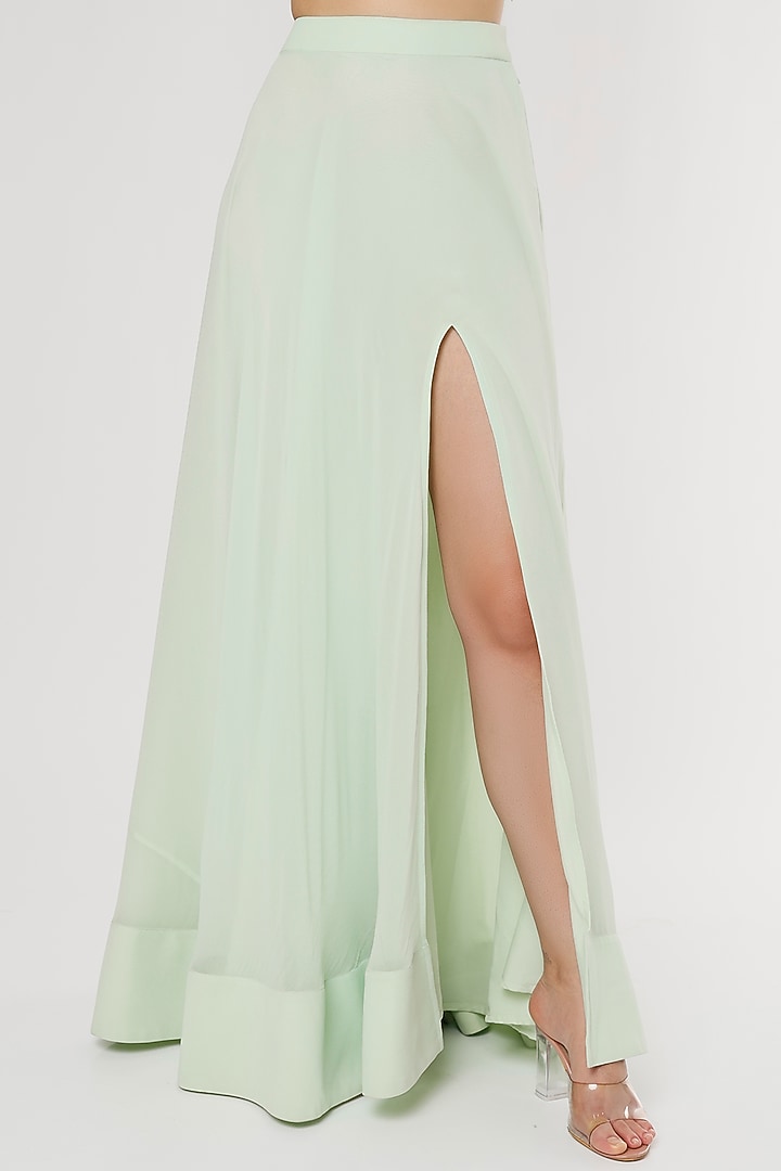 Mint Green Georgette Slit Skirt Set by Empress by Arefa at Pernia's Pop Up Shop