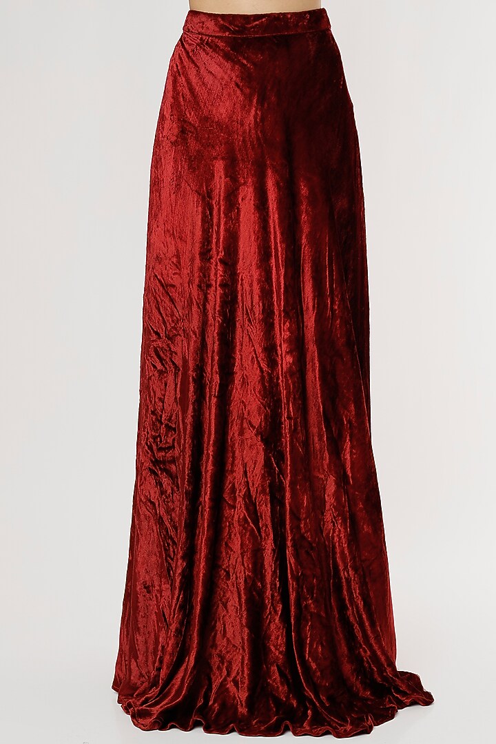 Maroon Velvet Wedding Lehenga Set by Empress by Arefa at Pernia's Pop Up Shop