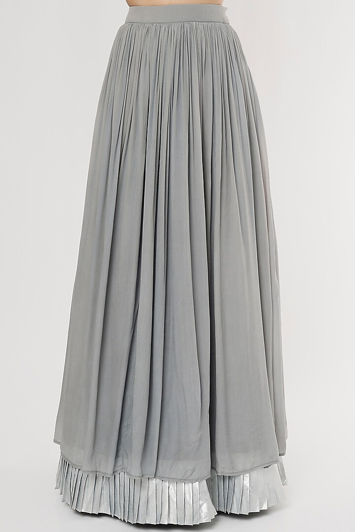 Grey Crepe Silk Wedding Lehenga Set by Empress by Arefa at Pernia's Pop Up Shop