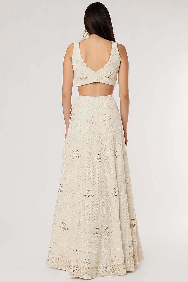 Off-White Embroidered Wedding Lehenga Set by Empress by Arefa at Pernia's Pop Up Shop