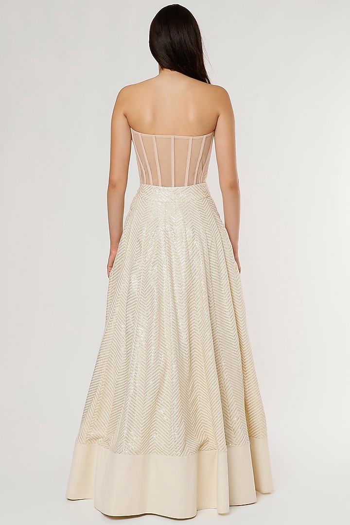 Cream Embroidered Wedding Lehenga Set by Empress by Arefa at Pernia's Pop Up Shop