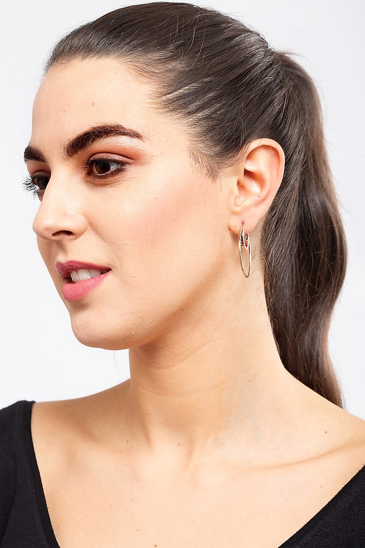 Rose Gold Finish Layered Hoop Earrings by EMBLAZE JEWELLERY