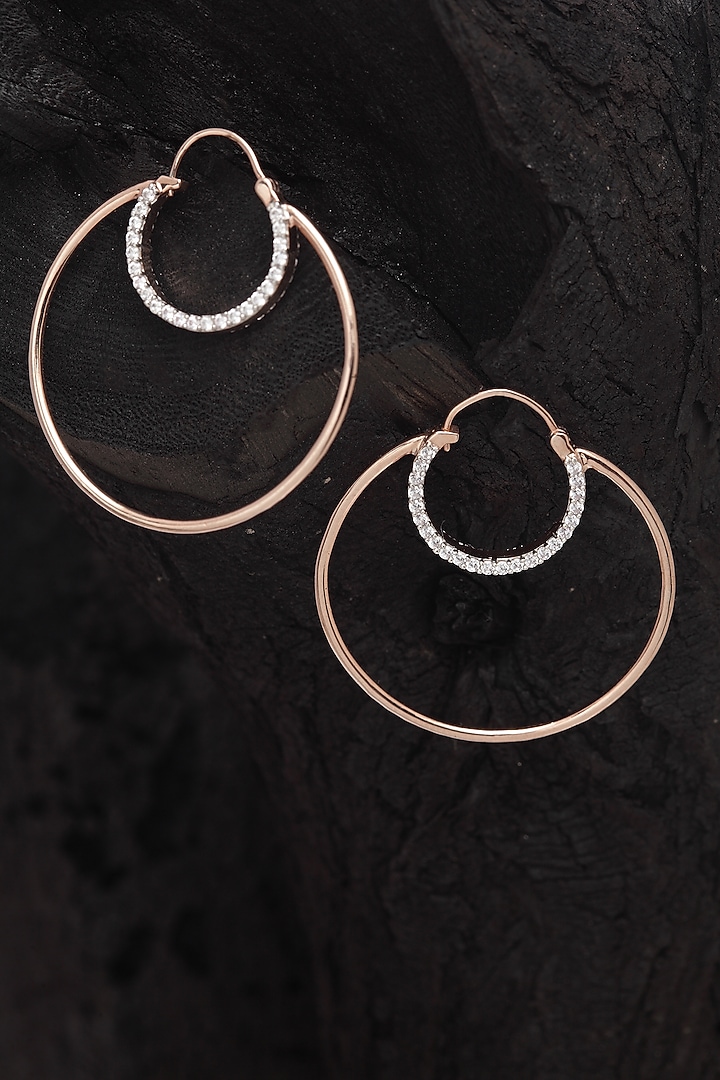 Rose Gold Finish Layered Hoop Earrings by EMBLAZE JEWELLERY at Pernia's Pop Up Shop