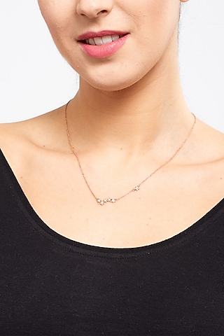 Rose Gold Finish CZ Stone Necklace by EMBLAZE JEWELLERY