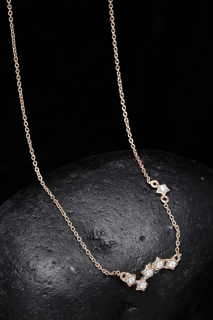 Rose Gold Finish CZ Stone Necklace by EMBLAZE JEWELLERY at Pernia's Pop Up Shop