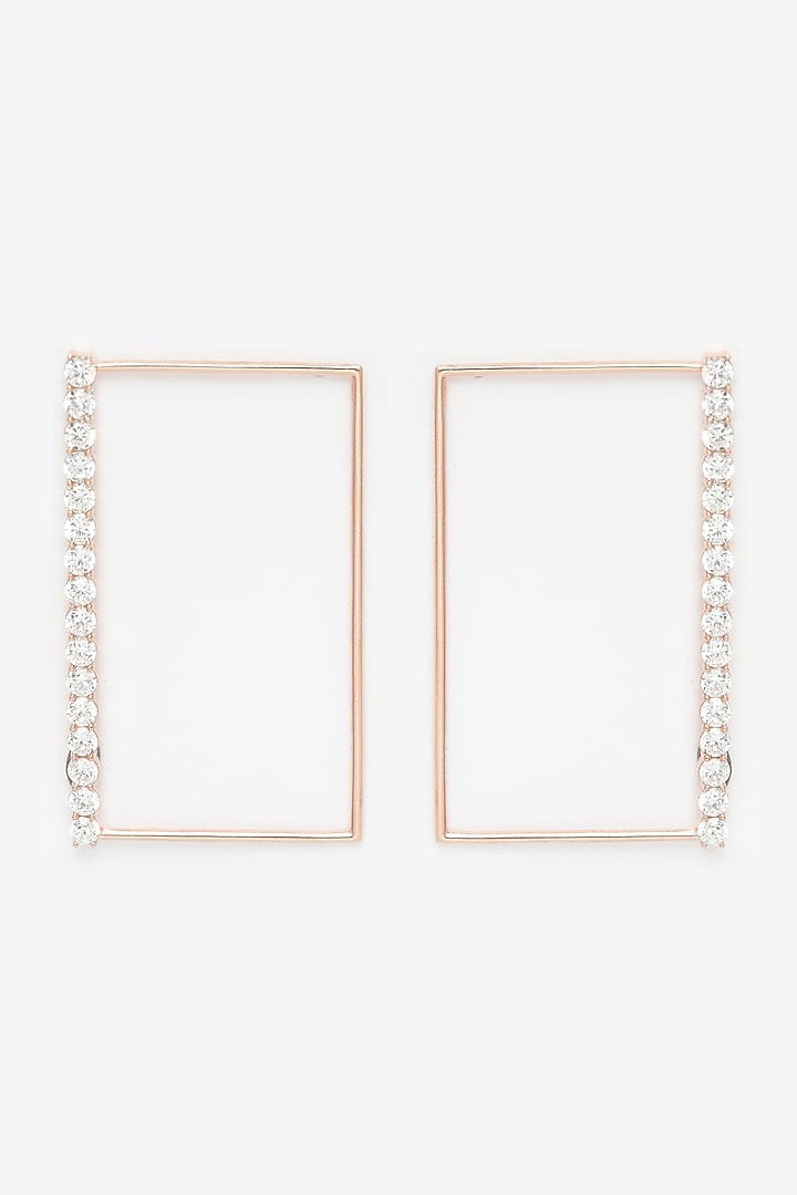 Rose Gold Finish Square Dangler Earrings by EMBLAZE JEWELLERY at Pernia's Pop Up Shop