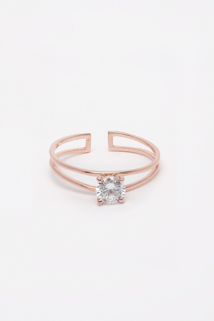 Rose Gold Finish Adjustable Ring by EMBLAZE JEWELLERY at Pernia's Pop Up Shop