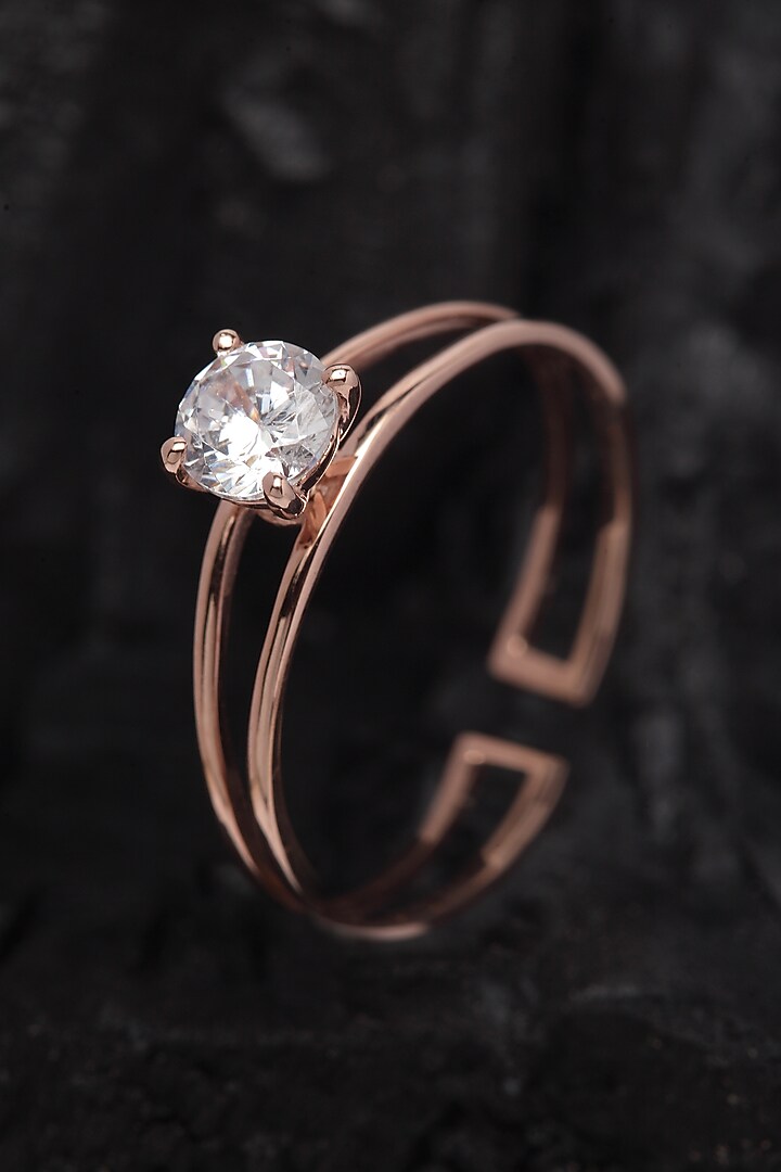 Rose Gold Finish Adjustable Ring by EMBLAZE JEWELLERY at Pernia's Pop Up Shop