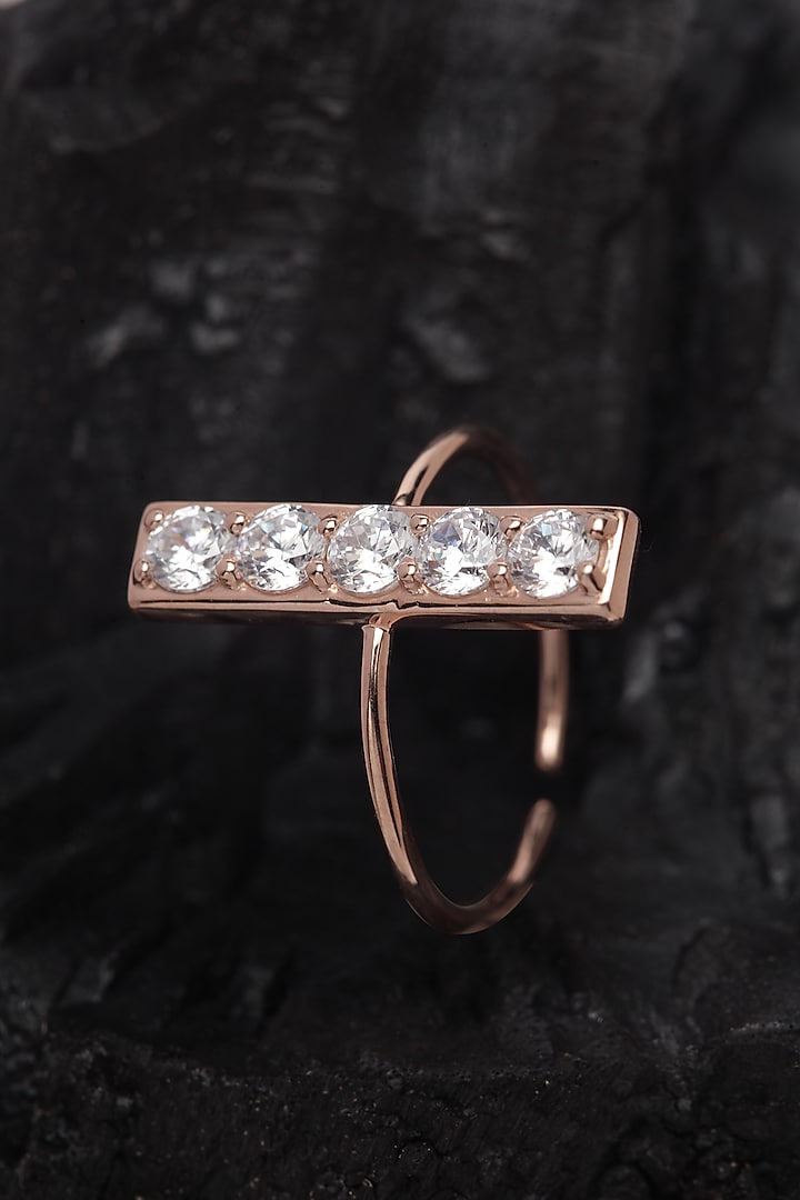 Rose Gold Finish CZ Adjustable Ring by EMBLAZE JEWELLERY at Pernia's Pop Up Shop