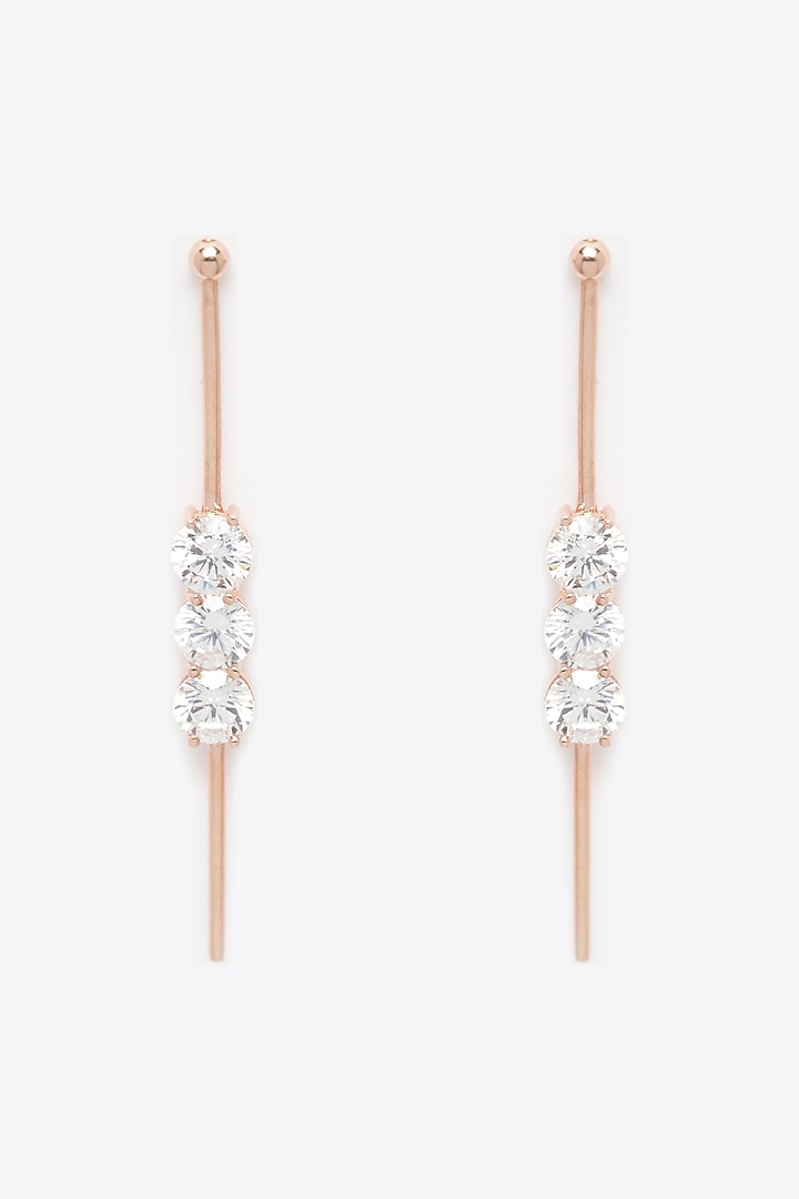 Rose Gold Finish CZ Dangler Earrings by EMBLAZE JEWELLERY at Pernia's Pop Up Shop