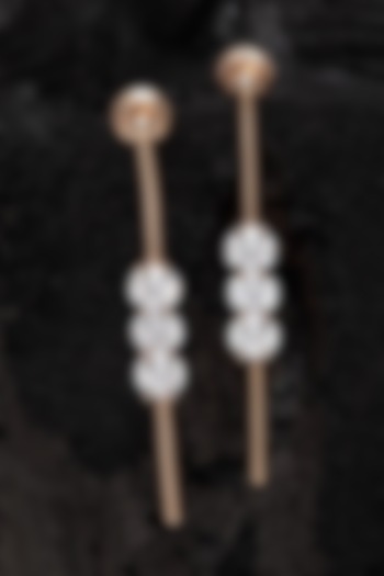 Rose Gold Finish CZ Dangler Earrings by EMBLAZE JEWELLERY at Pernia's Pop Up Shop