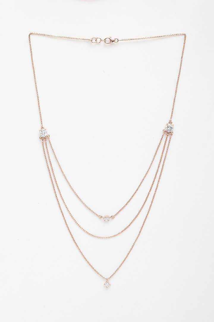Rose Gold Finish Layered Necklace by EMBLAZE JEWELLERY