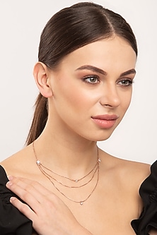 Rose Gold Finish Layered Necklace by EMBLAZE JEWELLERY-LAYERINGS