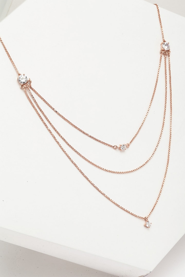 Rose Gold Finish Layered Necklace by EMBLAZE JEWELLERY at Pernia's Pop Up Shop