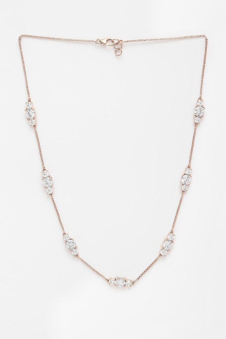 Rose Gold Finish Cluster Necklace by EMBLAZE JEWELLERY