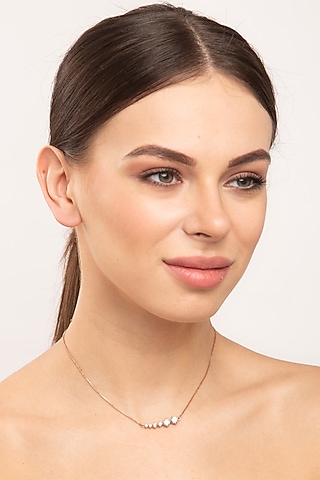 Rose Gold Finish CZ Line Necklace by EMBLAZE JEWELLERY