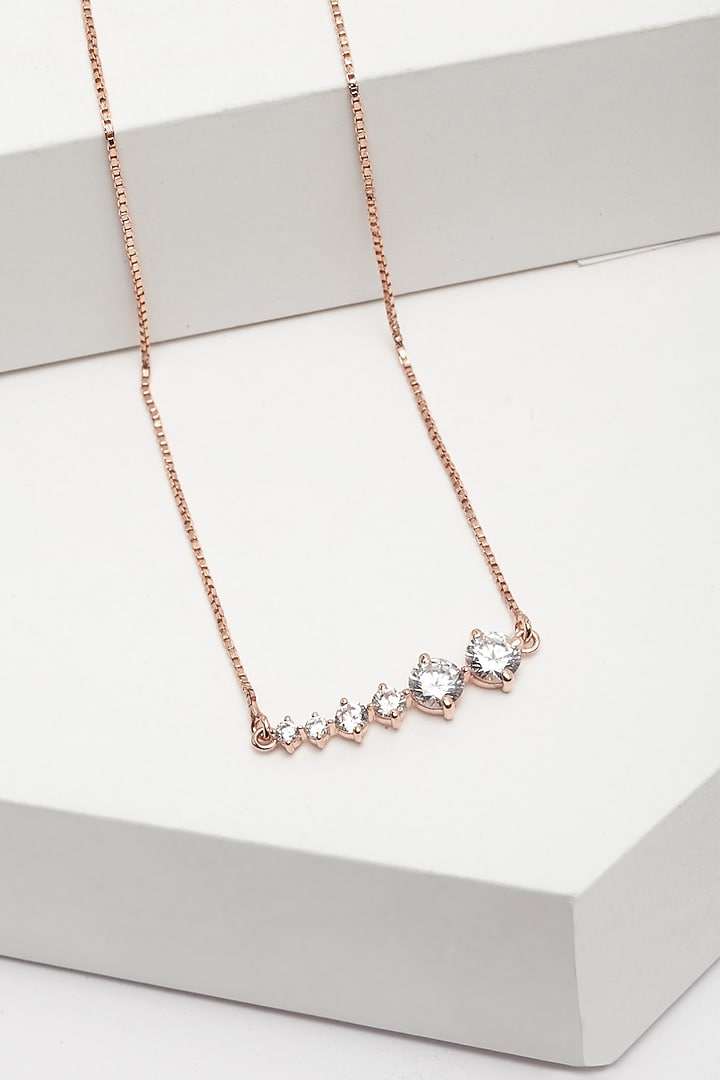 Rose Gold Finish CZ Line Necklace by EMBLAZE JEWELLERY at Pernia's Pop Up Shop