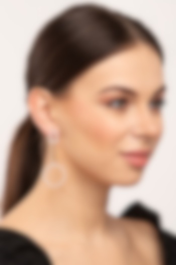 Rose Gold Finish Long Earrings In Sterling Silver by EMBLAZE JEWELLERY