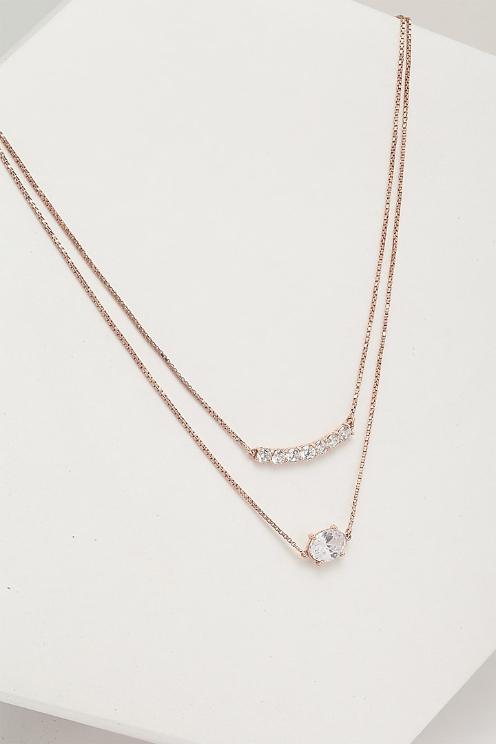 Rose Gold Finish Layered Necklace In Sterling Silver by EMBLAZE JEWELLERY at Pernia's Pop Up Shop