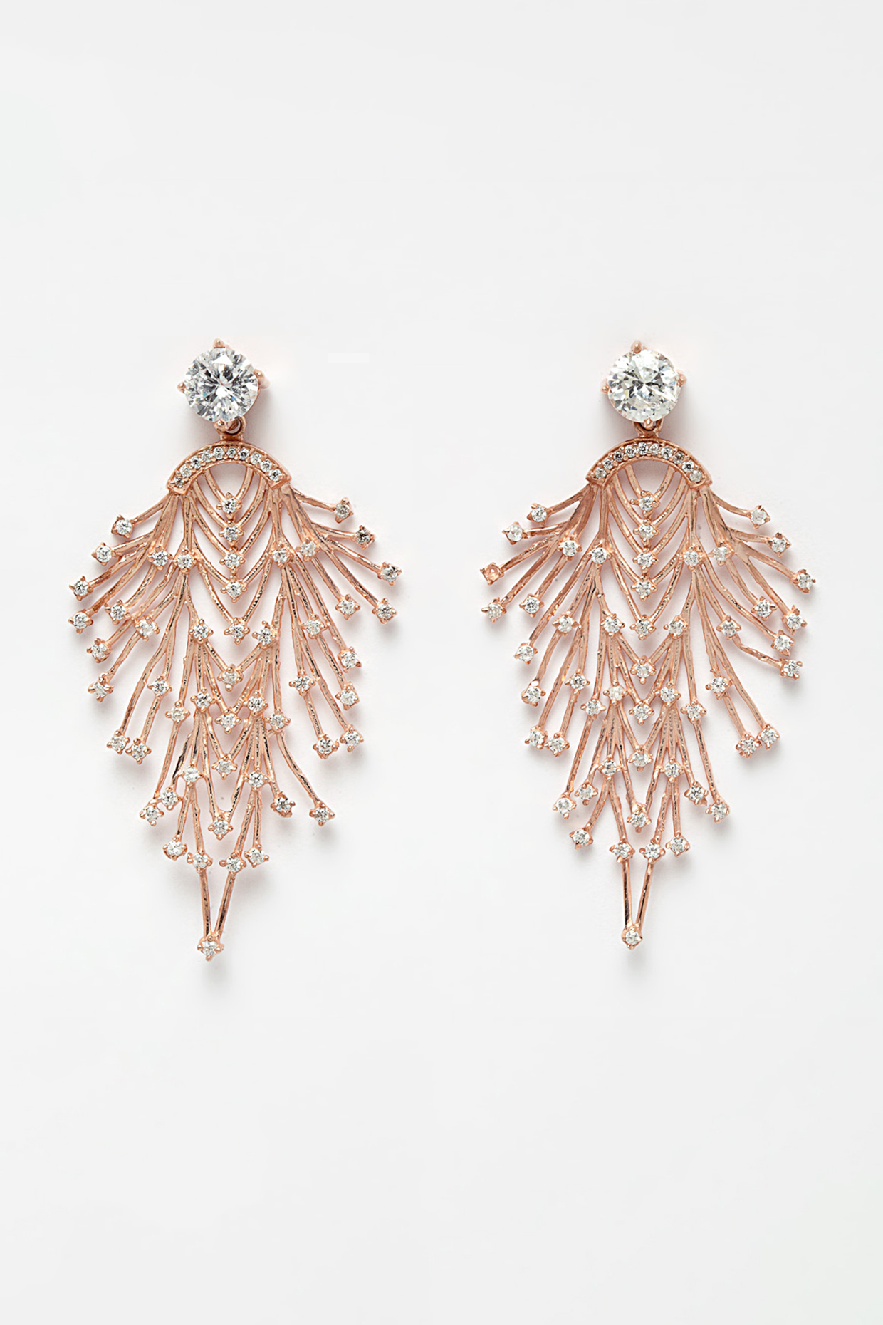 Rose Gold Finish Earrings In Sterling Silver by EMBLAZE JEWELLERY