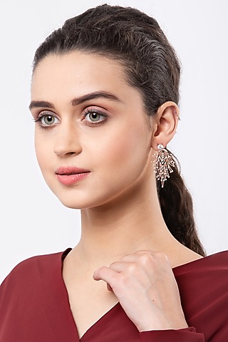Rose Gold Finish Earrings In Sterling Silver by EMBLAZE JEWELLERY