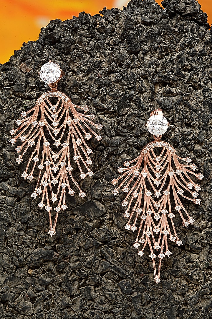 Rose Gold Finish Earrings In Sterling Silver by EMBLAZE JEWELLERY at Pernia's Pop Up Shop